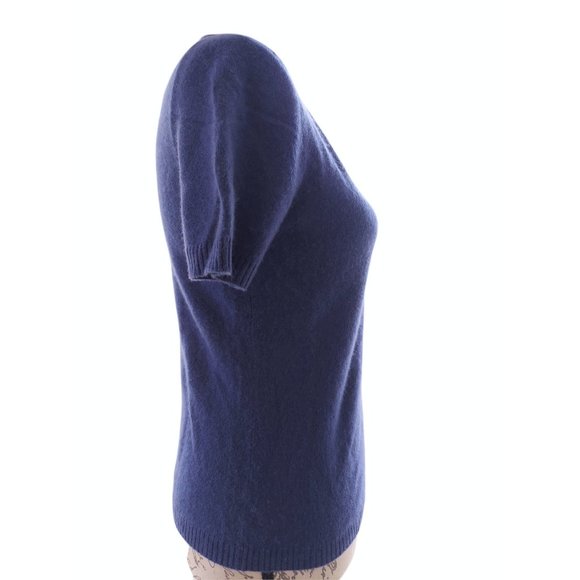 LORD & TAYLOR Women's Marine Blue Short Sleeve 2-Ply Cashmere Sweater Size Small - Picture 6 of 7